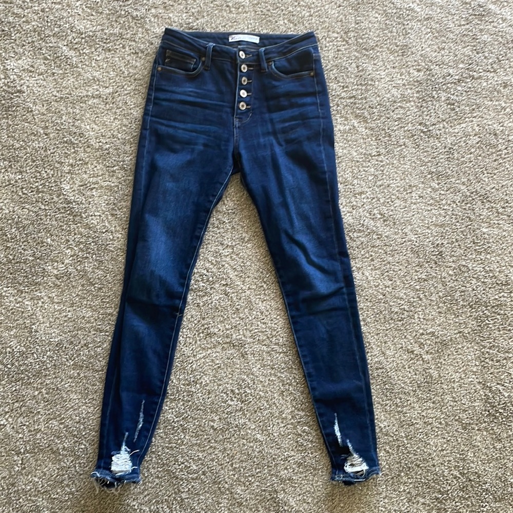 KanCan Jeans Skinny High Rise Button Fly Distressed Size 26